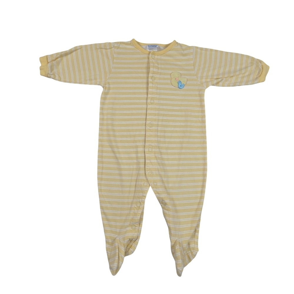 Vintage Tykes by Carters Yellow Striped Duck Footed Sleeper 6-9 Months Snaps